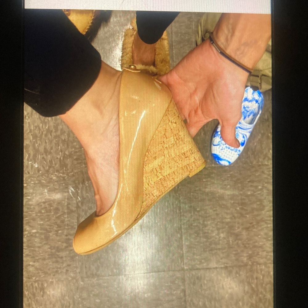 Weitzman cork and leather wedge summer shoes
